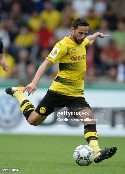 Dortmund's Gonzalo Castro plays the ball during the German Soccer Association Cup first-round soccer match between 1. FC Rielasingen-Arlen and...