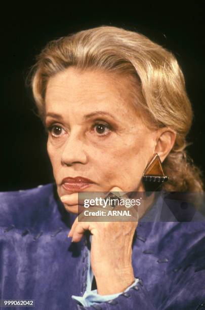 Jeanne Moreau à l'émission '7 sur 7' le 14 novembre 1988 à Paris, France.