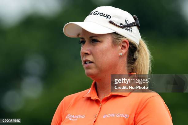 Brittany Lincicome of Semonole, Florida walks of the 18th green after making her putt during the third round of the Marathon LPGA Classic golf...