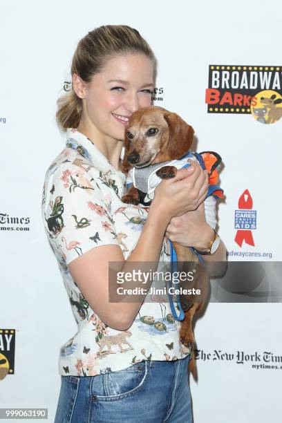Melissa Benoist attends the 20th Anniversary Of Broadway Barks at Shubert Alley on July 14, 2018 in New York City.