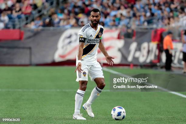 Los Angeles Galaxy defender Ashley Cole asks for help during a match between the New England Revolution and the Los Angeles Galaxy on July 14 at...
