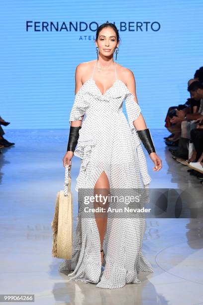 Model walks the runway for Fernando Alberto Atelier at Miami Swim Week powered by Art Hearts Fashion Swim/Resort 2018/19 at Faena Forum on July 14,...