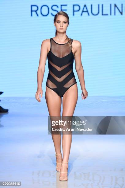 Model walks the runway for Rose Paulino at Miami Swim Week powered by Art Hearts Fashion Swim/Resort 2018/19 at Faena Forum on July 14, 2018 in Miami...