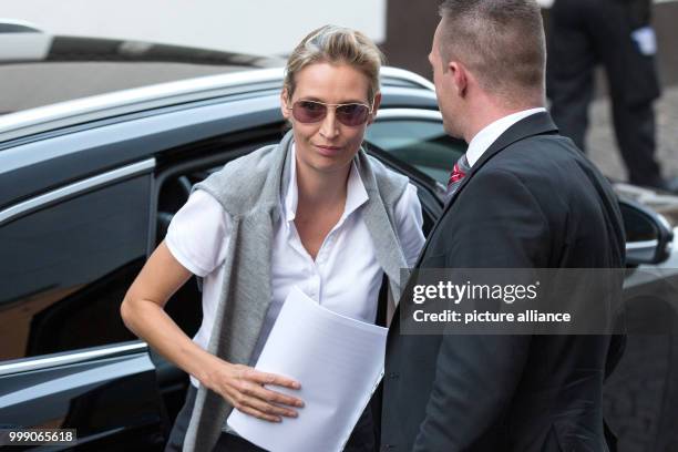 The German party Alternative fuer Deutschland's top candidate Alice Weidel arrives at the kick-off event of the AfD's federal parliamentary election...