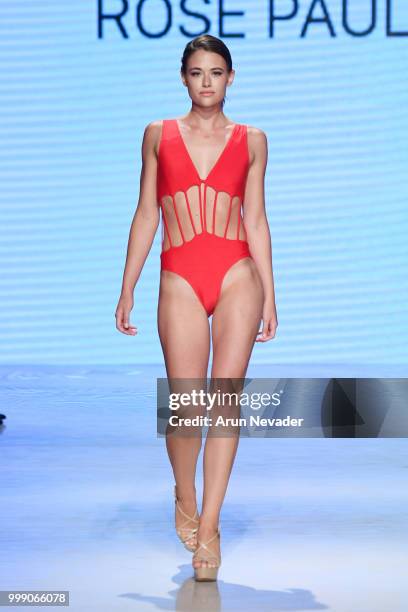 Model walks the runway for Rose Paulino at Miami Swim Week powered by Art Hearts Fashion Swim/Resort 2018/19 at Faena Forum on July 14, 2018 in Miami...