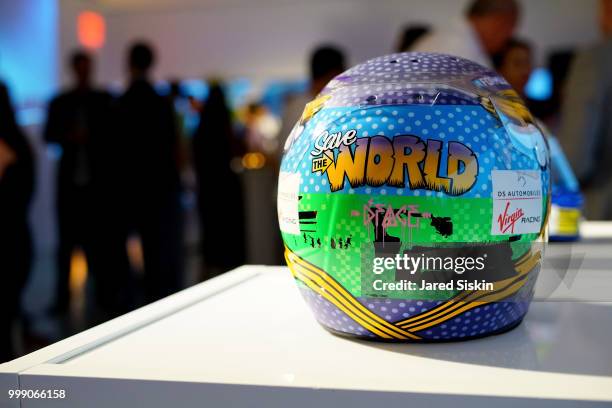 Virgin Racing team driver helmet on display at "Art Goes Green" event at The New Museum in New York, organized by Kaspersky Lab in Collaboration with...