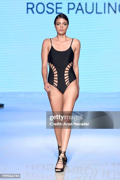 Model walks the runway for Rose Paulino at Miami Swim Week powered by Art Hearts Fashion Swim/Resort 2018/19 at Faena Forum on July 14, 2018 in Miami...