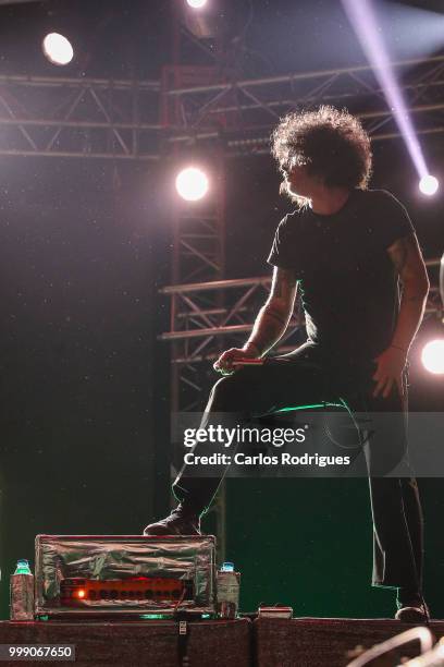 Lead singer Cedric Bixler-Zavala of the At The Drive In performs at NOS Alive Festival 2018 on July 13, 2018 in Lisbon, Portugal.