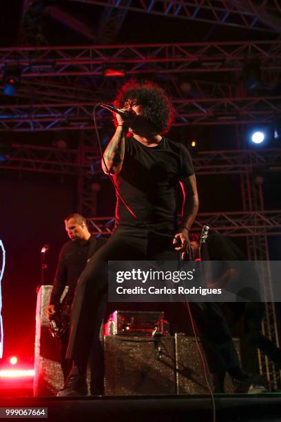 Lead singer Cedric Bixler-Zavala of the At The Drive In performs at NOS Alive Festival 2018 on July 13, 2018 in Lisbon, Portugal.