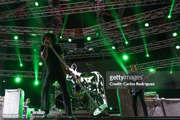 Lead singer Cedric Bixler-Zavala of the At The Drive In performs at NOS Alive Festival 2018 on July 13, 2018 in Lisbon, Portugal.
