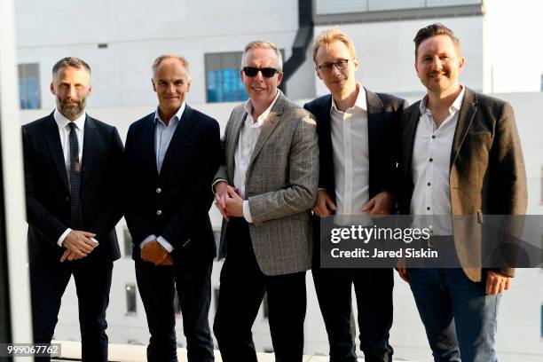 Aldo del Bo, Mark Hankins, Kyle Gordon, Sylvain Filippi and Cameron Maultby are seen at "Art Goes Green" event at The New Museum in New York,...