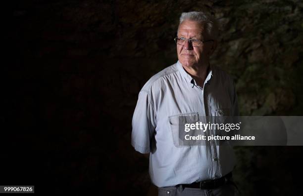 Picture of Winfried Kretschmann, Premier of the state of Baden-Wurttemberg, taken during the first day of his 5-day hiking tour in a dungeon in...