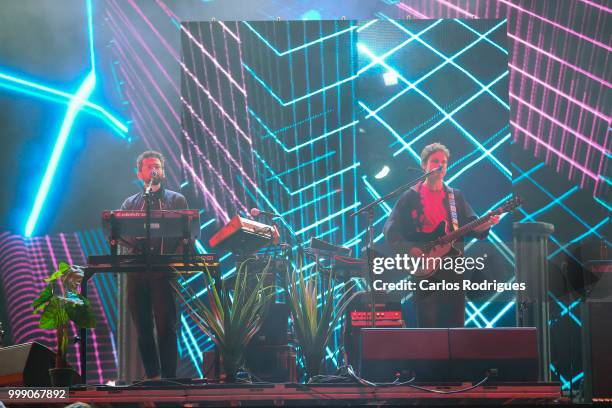 Ben Goldwasser and Andrew VanWyngarden of the MGMT performs at NOS Alive Festival 2018 on July 13, 2018 in Lisbon, Portugal.