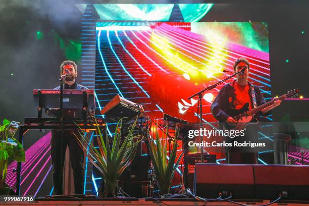 Ben Goldwasser and Andrew VanWyngarden of the MGMT performs at NOS Alive Festival 2018 on July 13, 2018 in Lisbon, Portugal.