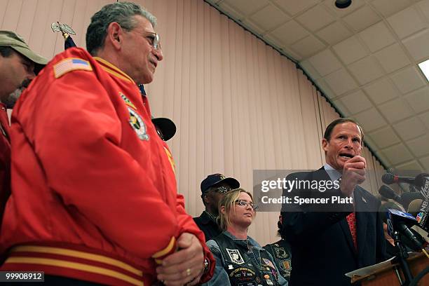 Democratic senatorial candidate, Attorney General of Connecticut Richard Blumenthal holds a press conference to explain the discrepancies in claims...