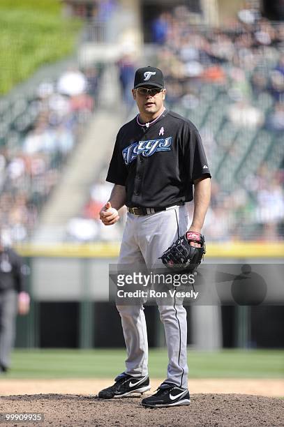 Kevin Gregg of the Toronto Blue Jays pitches against the Chicago White Sox on May 9, 2010 at U.S. Cellular Field in Chicago, Illinois. The Blue Jays...