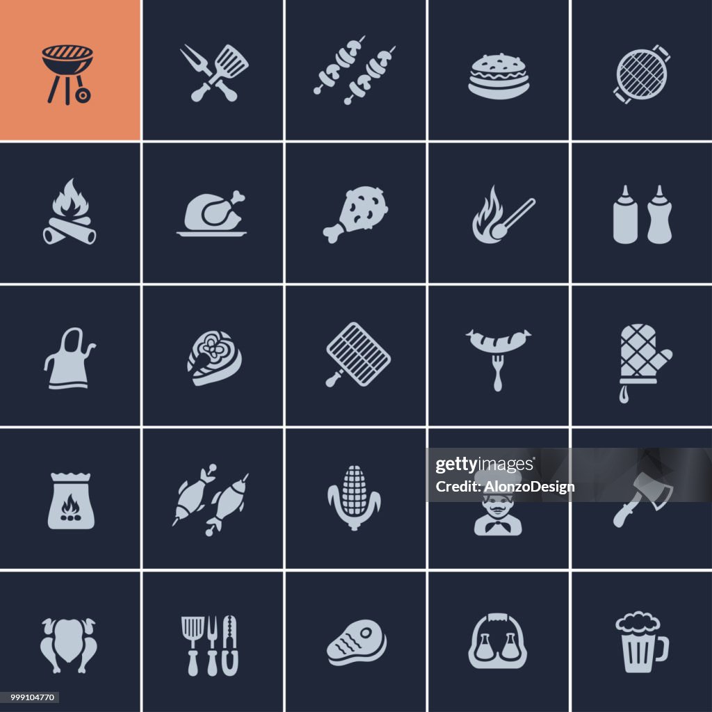 Barbecue and grill icon set