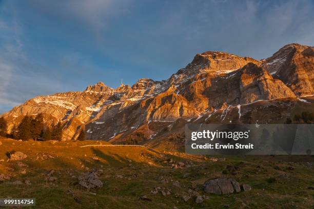 view on mt. saentis, canton appenzell innerrhoden, switzerland - appenzell innerrhoden stock pictures, royalty-free photos & images
