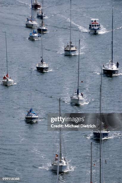 sailing boats, pleasure craft traffic on kiel canal, schleswig-holstein, germany - kiel yacht club stock pictures, royalty-free photos & images