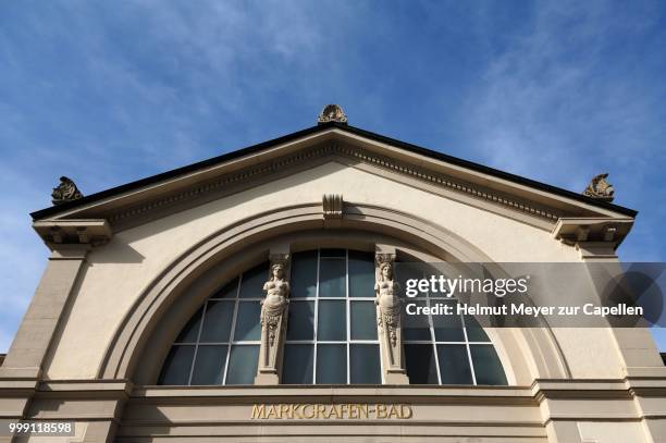 gable of the markgrafen-bad bath, built between 1906 and 1908 by frederick ii, grand duke of baden, ernst-eisenlohr-strasse, badenweiler, baden-wuerttemberg, germany - strasse ストックフォトと画像