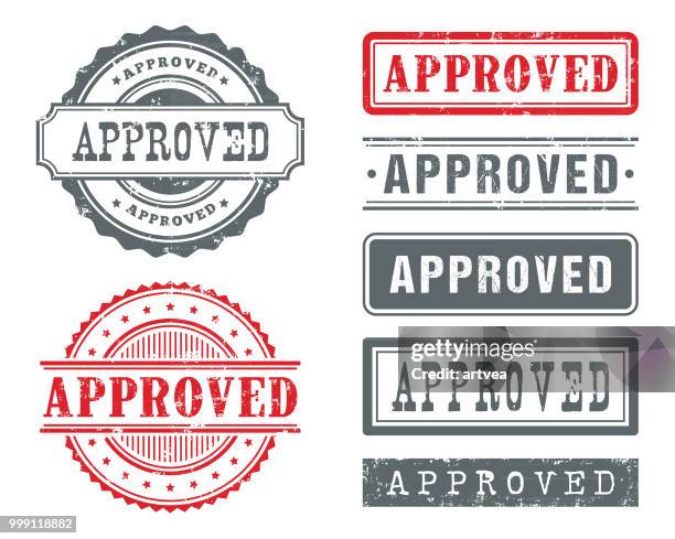 approved rubber stamps - achievement infographic stock illustrations