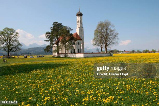 st. coloman church near fussen, allgaeu region, bavaria, germany - onion dome stock pictures, royalty-free photos & images