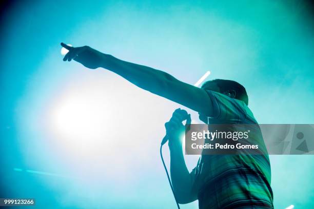 Ed Macfarlane of Friendly Fires performs on the Sagres Stage on day 1 of NOS Alive festival on July 12, 2018 in Lisbon, Portugal.