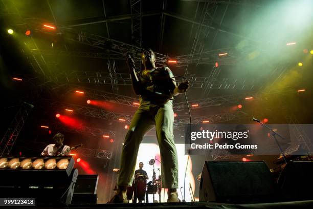 Friendly Fires perform on the Sagres Stage on day 1 of NOS Alive festival on July 12, 2018 in Lisbon, Portugal.