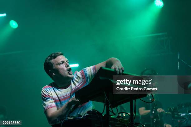 Ed Macfarlane of Friendly Fires performs on the Sagres Stage on day 1 of NOS Alive festival on July 12, 2018 in Lisbon, Portugal.