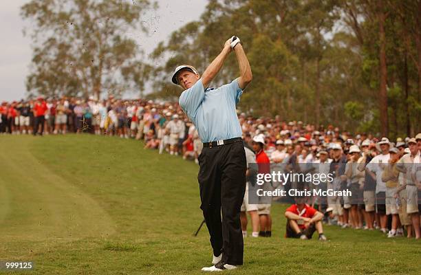 Stuart Appleby of Australia in action during the final round of the Holden Australian Open Golf Tournament held at The Grand Golf Club, Gold Coast,...