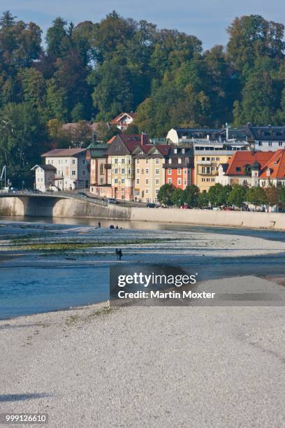 gravel banks of the isar river in bad toelz, upper bavaria, bavaria, germany, publicground - bad part of town stock pictures, royalty-free photos & images