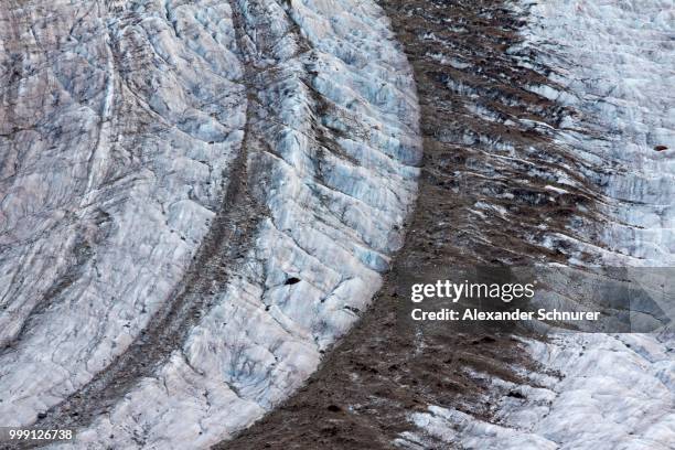 glacier structure of the aletsch glacier, the longest glacier in the alps, canton of valais, switzerland, publicground - valais canton photos et images de collection