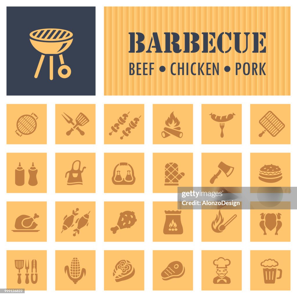 BBQ Barbecue Grill Icons