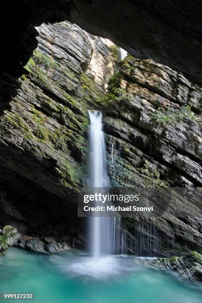 thur waterfalls on the saentisthur river, unterwasser, toggenburg, canton of st. gallen, switzerland, publicground - st gallen canton bildbanksfoton och bilder