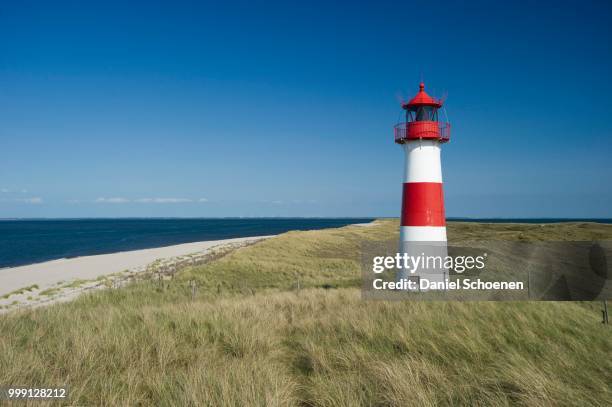 list-ost lighthouse, list, sylt, schleswig-holstein, germany - holstein friesian stockfoto's en -beelden