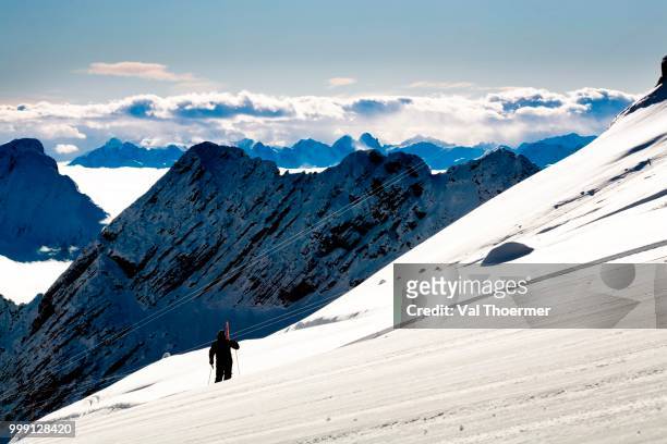 cross-country skier, mt zugspitze region in winter, alps, bavaria, germany - wetterstein mountains stock pictures, royalty-free photos & images
