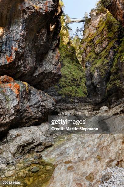 asamklamm gorge near eschenlohe, eschenlaine-tal valley, ester mountains also known as krottenkopfgebirge, upper bavaria, bavaria, germany - tal foto e immagini stock