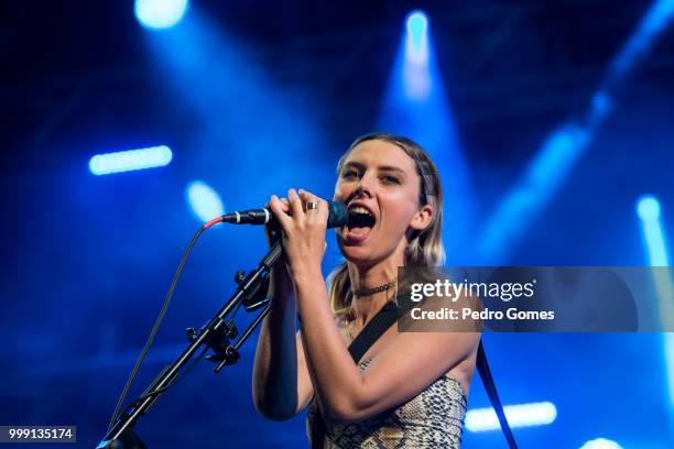 Ellie Rowsell of the band Wolf Alice performs on the Sagres Stage on day 1 of NOS Alive festival on July 12, 2018 in Lisbon, Portugal.