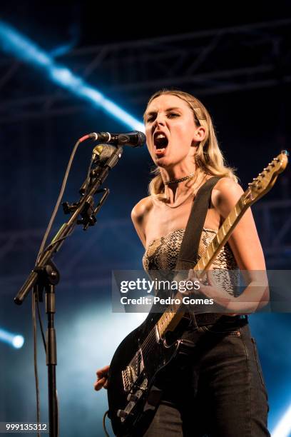 Ellie Rowsell of the band Wolf Alice performs on the Sagres Stage on day 1 of NOS Alive festival on July 12, 2018 in Lisbon, Portugal.