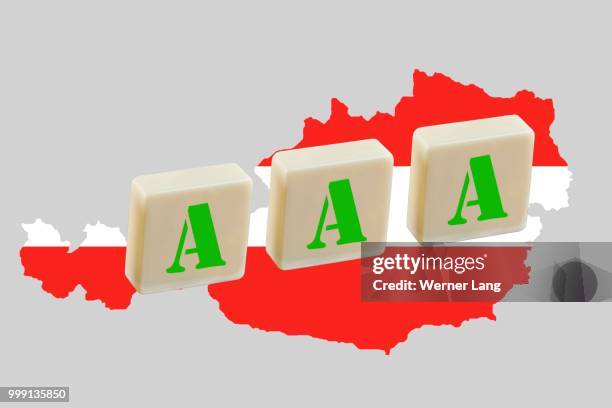 three a's on a map of austria, symbolic image for the triple-a rating by the rating agencies - werner stock illustrations