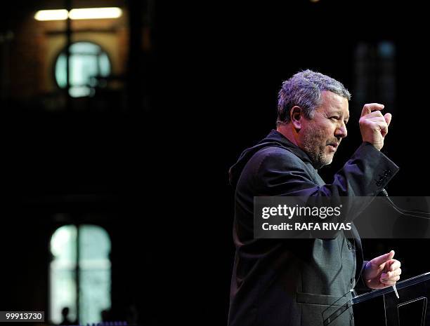 French architect Philippe Starck delivers a speech as he takes part in the inauguration ceremony of the new cultural center Alhondiga , designed by...