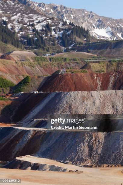 mining of ore on erzberg mountain, eisenerz, styrian iron trail, upper styria, styria, austria, publicground - iron mining stock pictures, royalty-free photos & images
