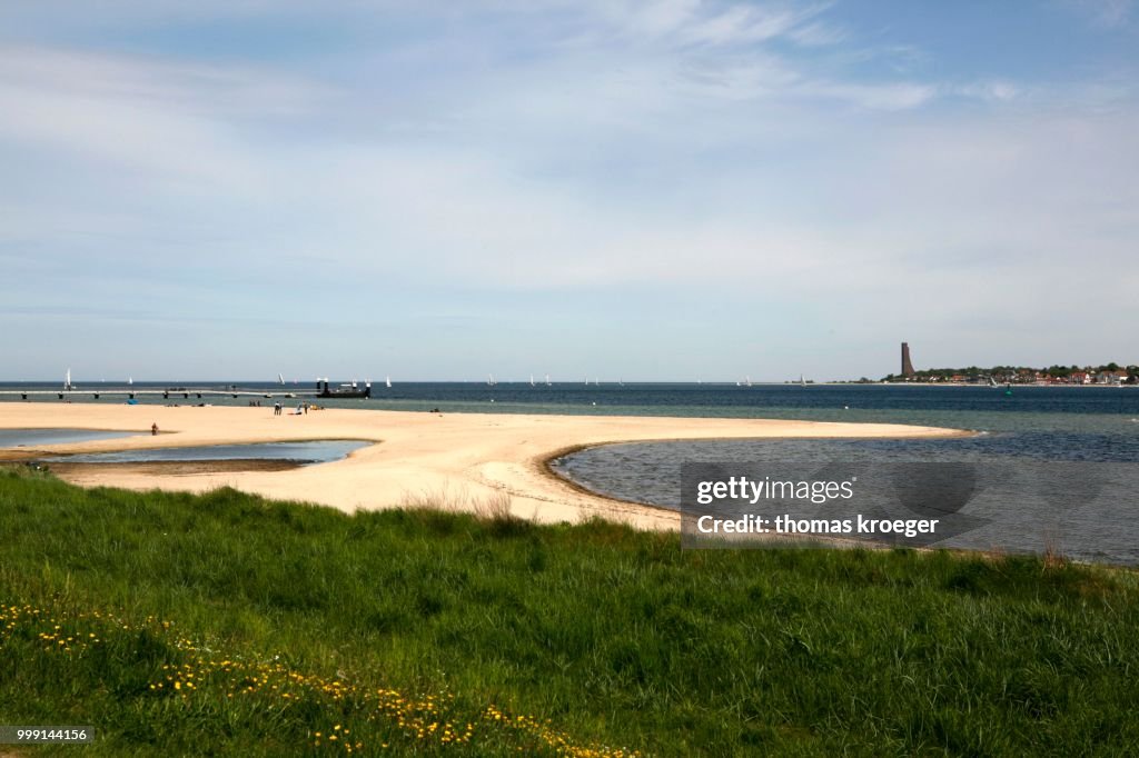 View towards Kiel Fjord, Friedrichsort, Kiel-Friedrichsort, Kiel, Baltic Sea, Schleswig-Holstein, Germany