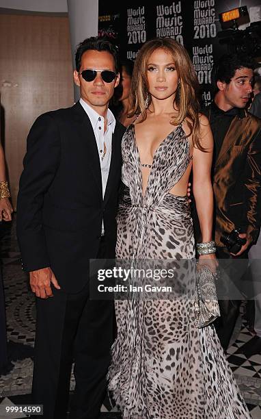 Singer Jennifer Lopez and Marc Anthony attend the World Music Awards 2010 at the Sporting Club on May 18, 2010 in Monte Carlo, Monaco.