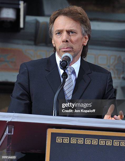 Jerry Bruckheimer speaks at the Handprint And Footprint Ceremony Honoring Producer Jerry Bruckheimer at Grauman's Chinese Theatre on May 17, 2010 in...