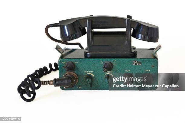 car radio telephone from the 1960s, --feuer und flamme--, the fire brigade from 1850 until today, industrial museum, lauf an der pegnitz, middle franconia, bavaria, germany - flamme stock pictures, royalty-free photos & images