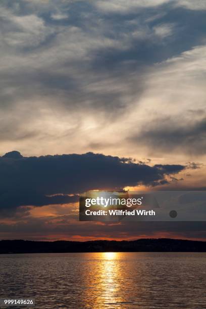 sunset over lake constance, meersburg, baden-wuerttemberg, germany - meersburg stock pictures, royalty-free photos & images