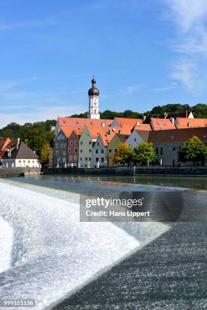 lechwehr weir, landsberg am lech, upper bavaria, bavaria, germany - landsberg stock pictures, royalty-free photos & images