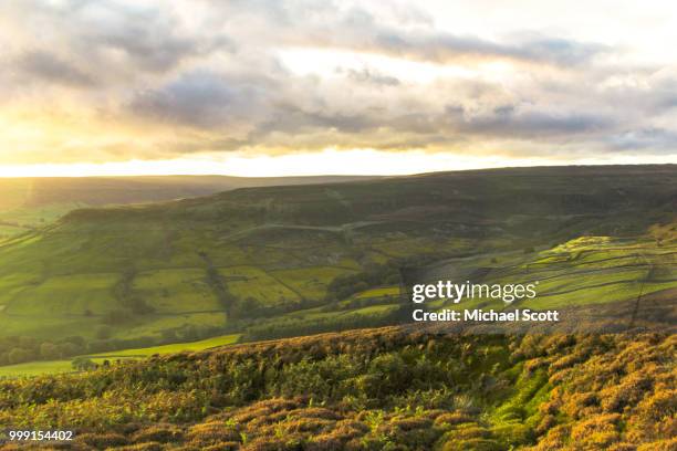 sunset on the north york moors - north york stock pictures, royalty-free photos & images