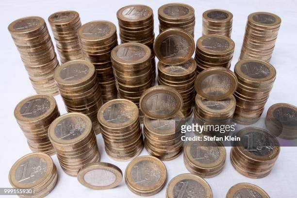 stacks of euro coins, germany - klein stock pictures, royalty-free photos & images